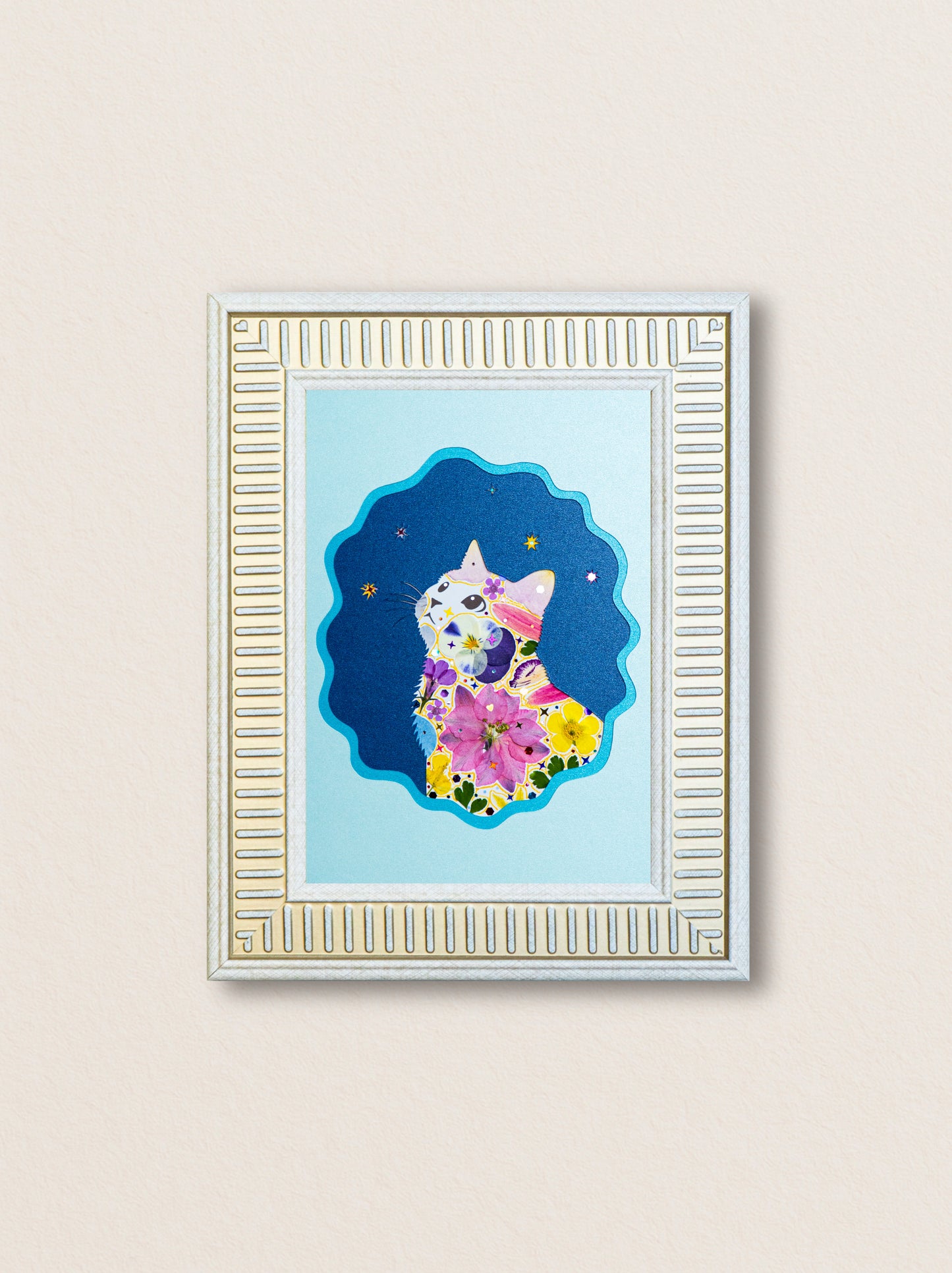 Looking Up Cat: Blue Sky 5"×7"