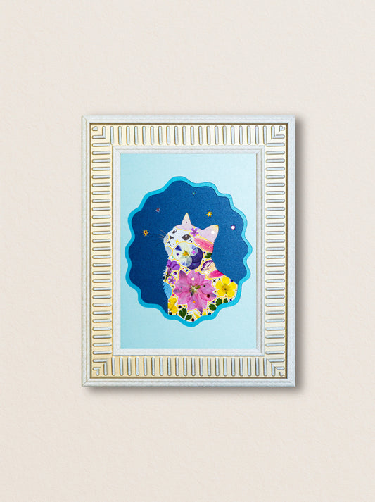 Looking Up Cat: Blue Sky 5"×7"