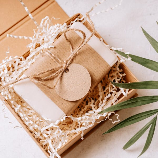 Eco-friendly packaging with paper filler used in sustainable DIY art kits