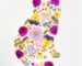 cat-shaped floral collage made with colorful pressed flowers as a playful pressed flower art idea