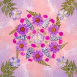finished pressed flower mandala made with the Serenity Bloom kit – full of quiet joy and color