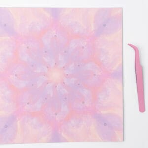 8-segment structured grid paper with pink and purple tones for pressed flower mandala design