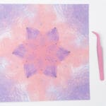 purple petal guide sheet – included in Serenity Bloom pressed flower kit for meditative layout