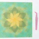 six-petal mandala template in Serenity Light pressed flower kit – with guide dots for flower placement