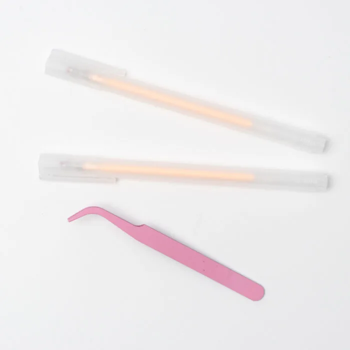 Pink tweezers and glue pens from serenity light pressed flower kit – tools to slow down and arrange with care