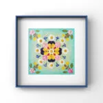 framed pressed flower mandala from Serenity Light kit – calming botanical decor for your wall