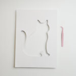 A cat cutout guide template for pressed flower art, designed to assist in creating unique floral cat designs.