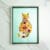 Pressed flower kit cat silhouette with pastel flowers on light mint green background
