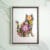 Pressed flower kit cat silhouette with pink and mixed floral pattern on soft pink background