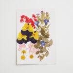 A pressed flower sheet with warm-toned flowers, ideal for creating cozy, vibrant floral cat art.