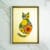 Pressed flower kit cat silhouette with yellow and orange dried flowers on gold background